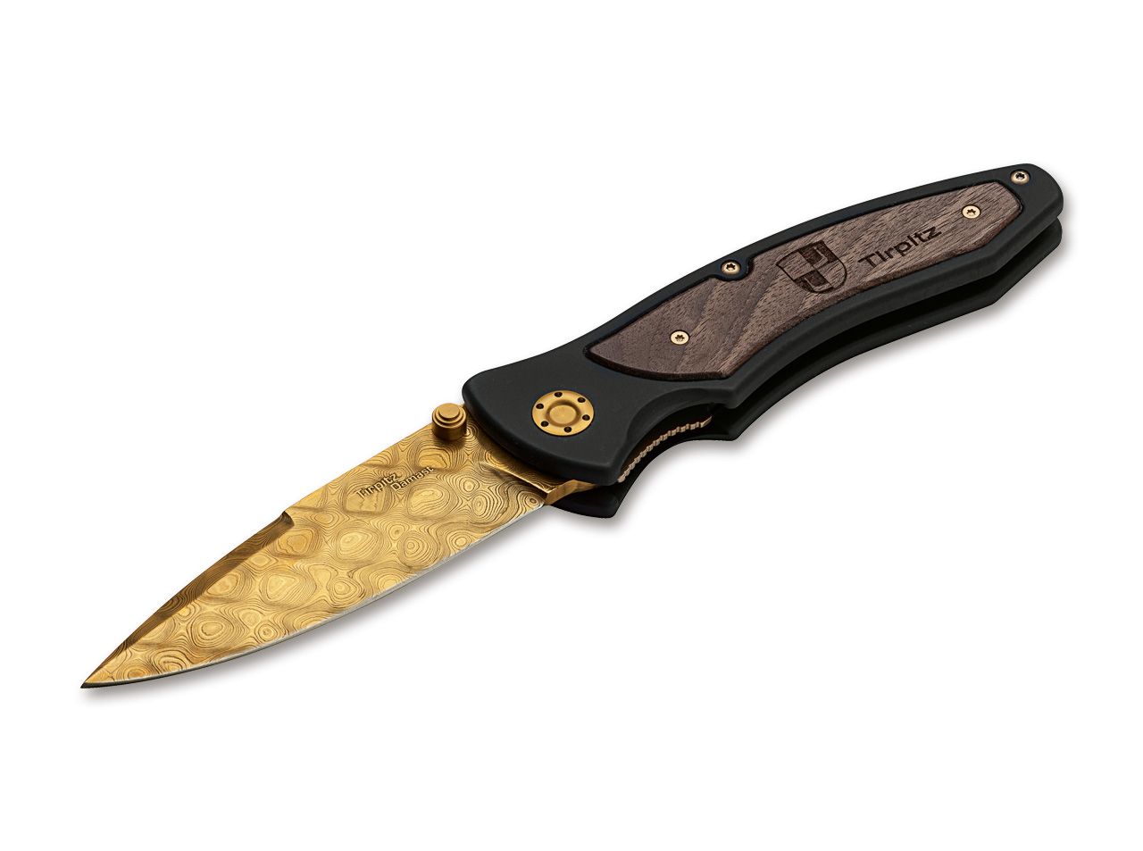 Tirpitz-Damast Gold Taschenmesser mit Zertifikat